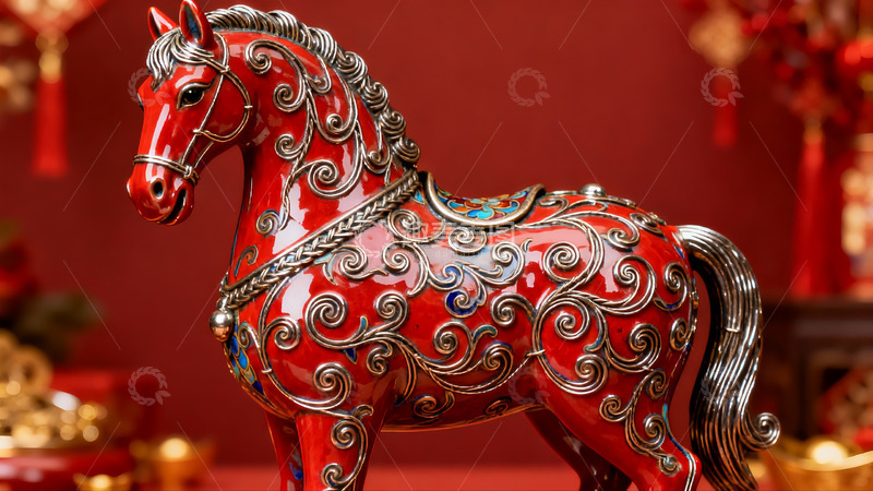 高清大图下载【趣麦麦图】红色马形工艺品装饰摆件