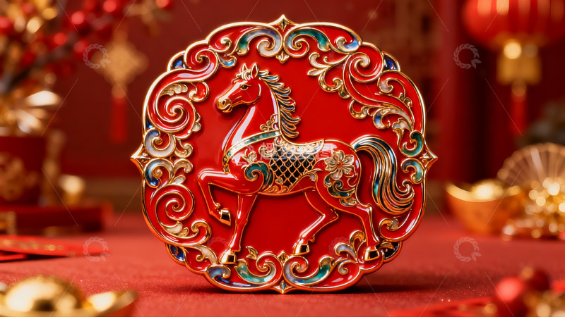 高清大图下载【趣麦麦图】红色马形装饰品节日氛围浓厚