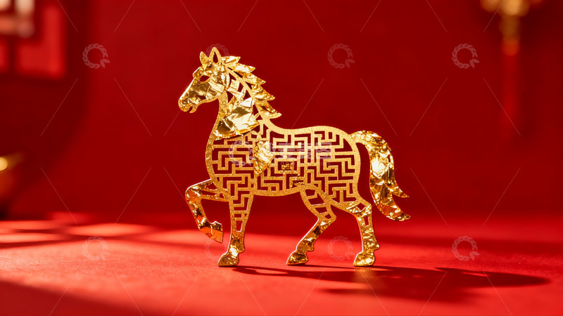 高清大图下载【趣麦麦图】金色马形剪纸艺术装饰