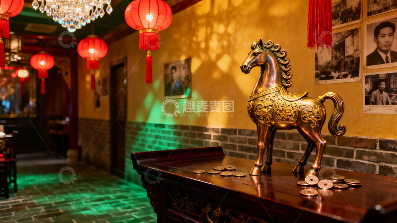 高清大图下载【趣麦麦图】中式室内装饰铜马摆件