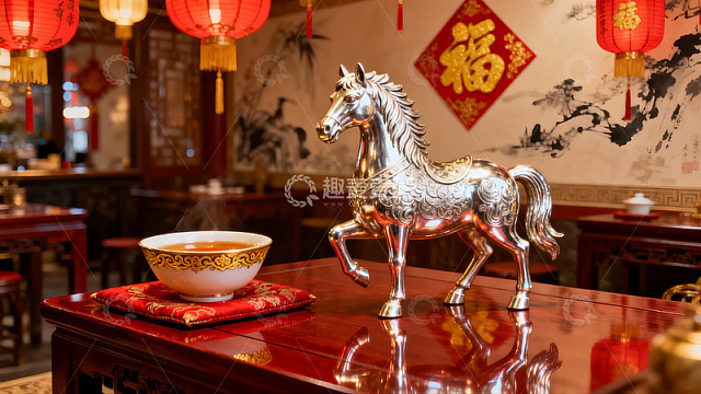 中式餐厅内景茶香马饰