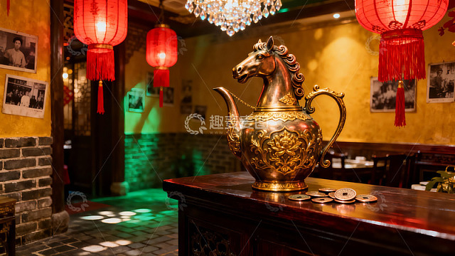 中式茶馆装饰摆件与红灯笼