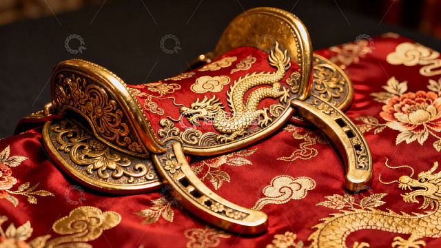 金色龙纹马鞍华丽展示