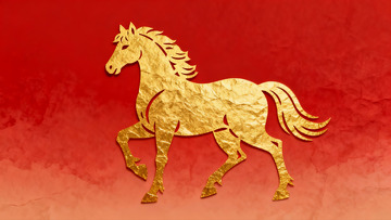金色骏马剪纸艺术