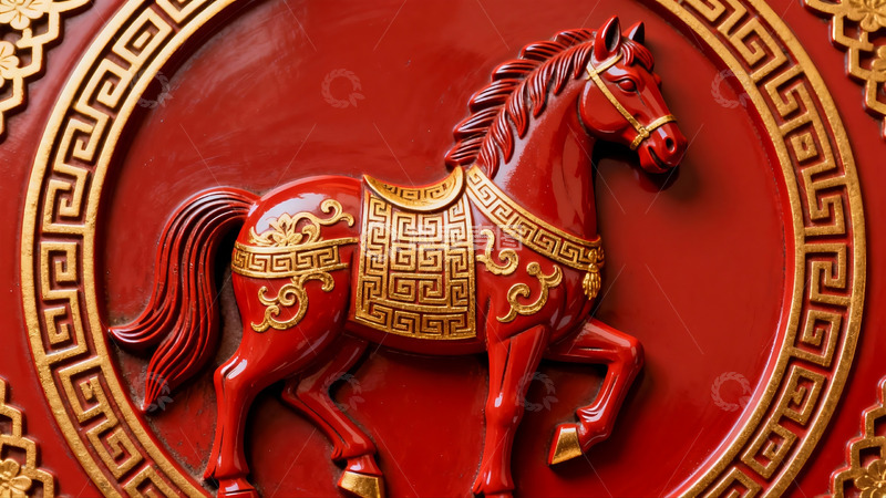 高清大图下载【趣麦麦图】红色马雕艺术装饰品