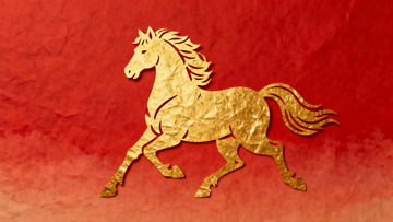 金色骏马剪纸艺术