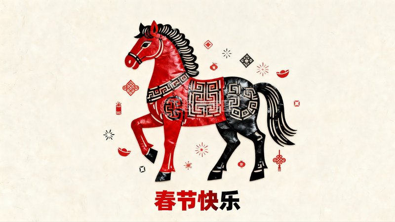 高清大图下载【趣麦麦图】春节剪纸马图案寓意吉祥