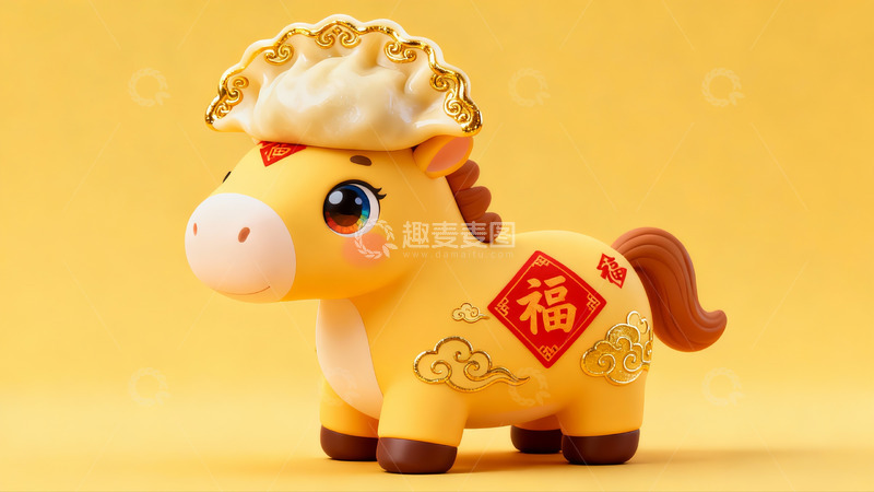 高清大图下载【趣麦麦图】卡通马戴帽福字装饰品