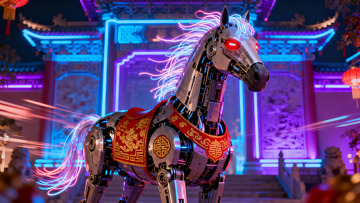 机械骏马夜景光影炫酷