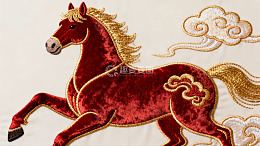 红色骏马刺绣图案