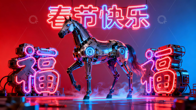 高清大图下载【趣麦麦图】科技马灯迎新春