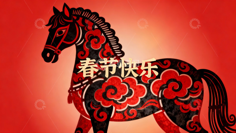 高清大图下载【趣麦麦图】春节剪纸马图案寓意吉祥