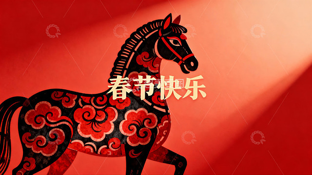 春节剪纸马图案寓意吉祥