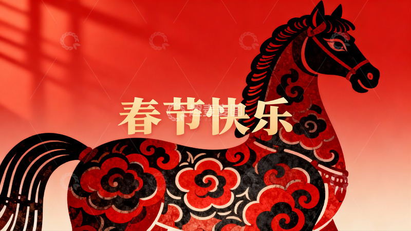 高清大图下载【趣麦麦图】春节剪纸马图案寓意吉祥