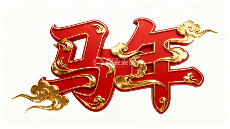 高清大图下载【趣麦麦图】红色金色马年艺术字设计