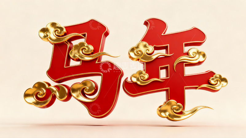 高清大图下载【趣麦麦图】红色立体马年艺术字设计
