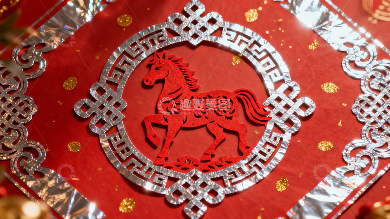 高清大图下载【趣麦麦图】红色剪纸马图案装饰品