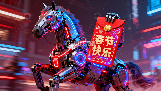 机械马持红包迎新春