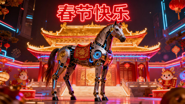 科技马迎新春夜景