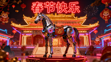 科技马匹迎新春夜景