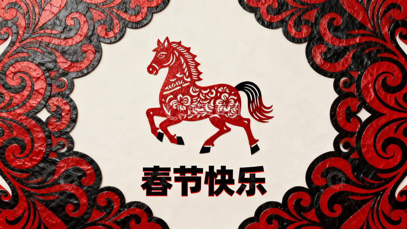 高清大图下载【趣麦麦图】春节剪纸马图案寓意吉祥