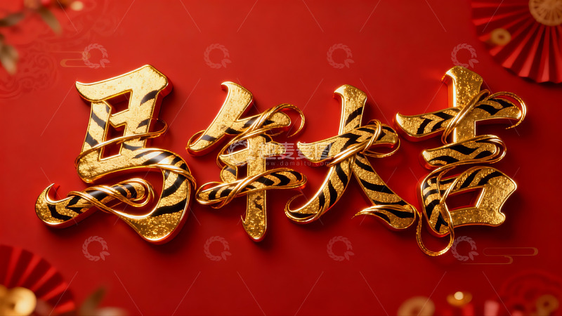 高清大图下载【趣麦麦图】金色虎纹新年祝福背景
