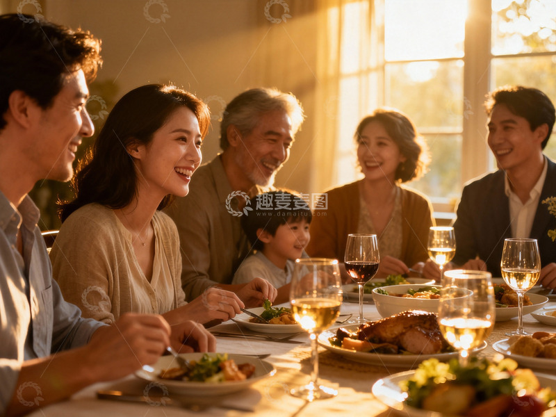 高清大图下载【趣麦麦图】温馨家庭聚餐其乐融融