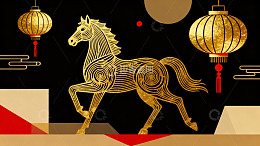 金色骏马灯笼装饰图案