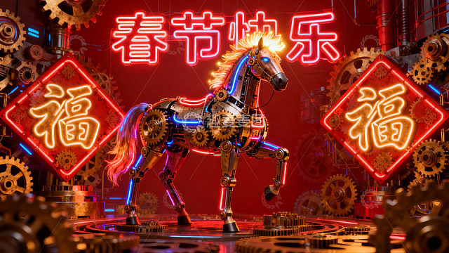 机械马迎新春创意设计