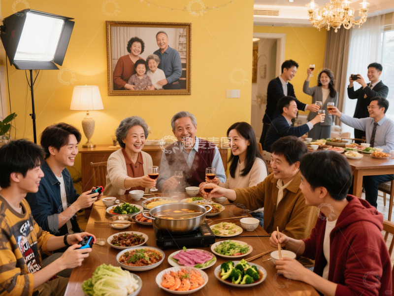 高清大图下载【趣麦麦图】家庭聚餐欢庆时刻
