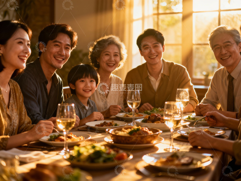 高清大图下载【趣麦麦图】温馨家庭聚餐共度美好时光