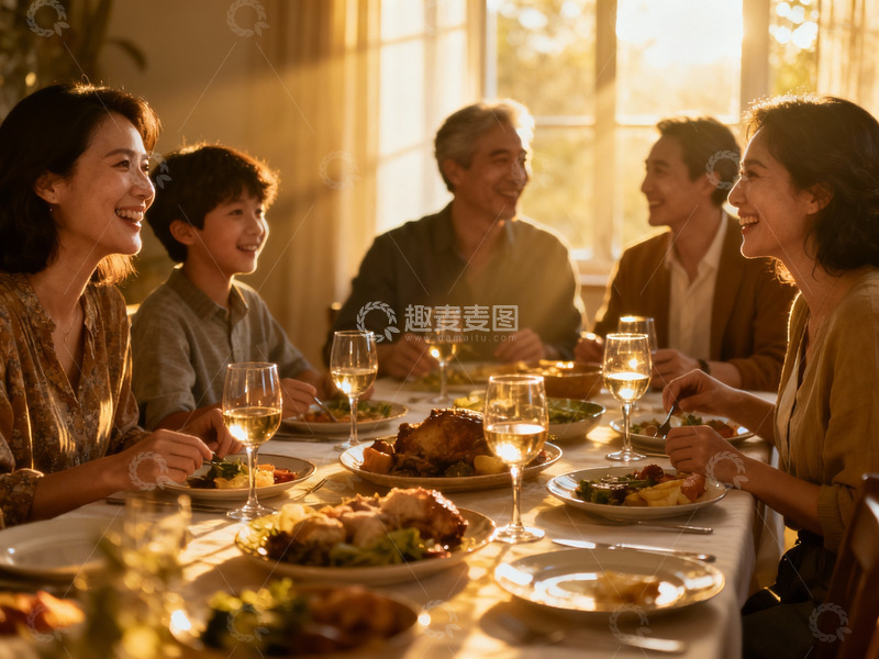 高清大图下载【趣麦麦图】温馨家庭聚餐共度美好时光