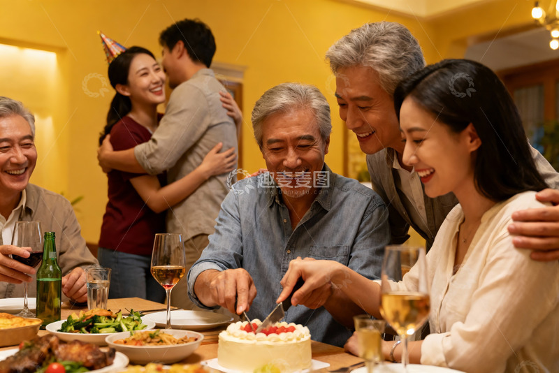 高清大图下载【趣麦麦图】家庭生日聚会温馨场景