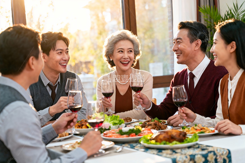 高清大图下载【趣麦麦图】家庭聚餐欢庆时刻