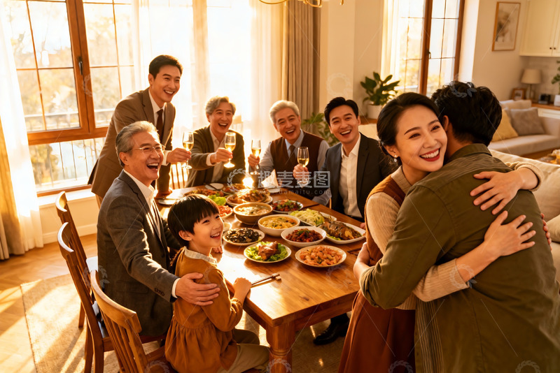 高清大图下载【趣麦麦图】温馨家庭聚餐其乐融融