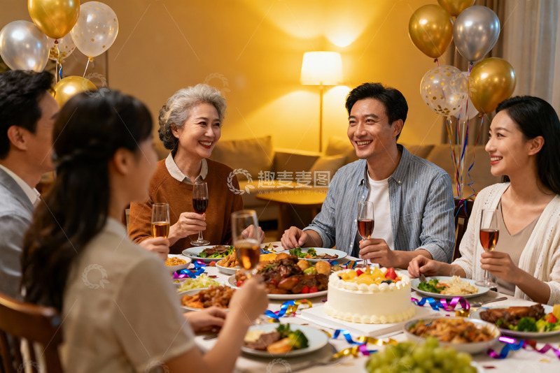 高清大图下载【趣麦麦图】家庭聚餐欢庆生日