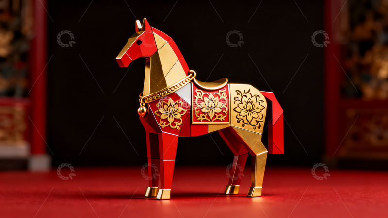 高清大图下载【趣麦麦图】红金相间的马形装饰品