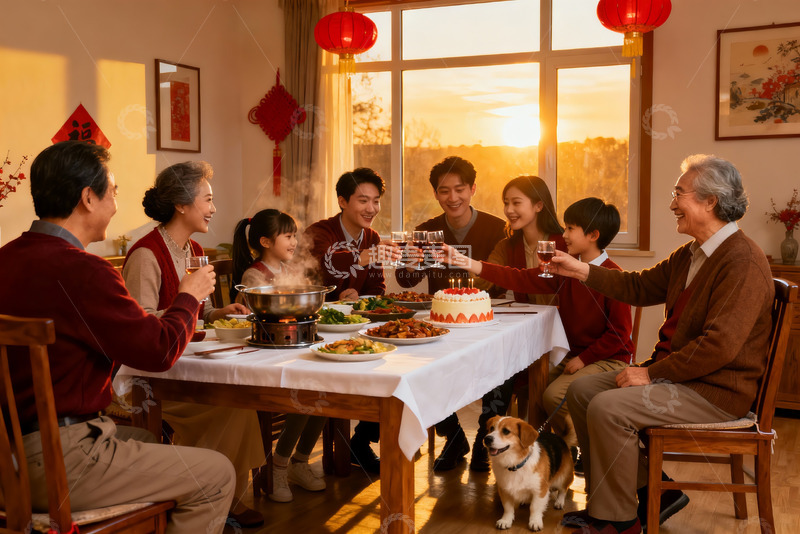 高清大图下载【趣麦麦图】家庭聚餐庆团圆