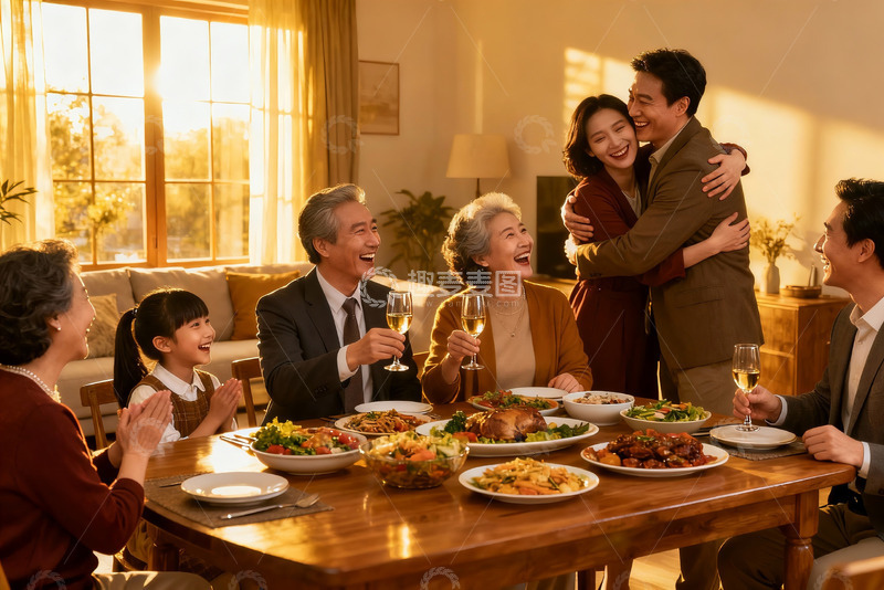 高清大图下载【趣麦麦图】温馨家庭聚餐其乐融融