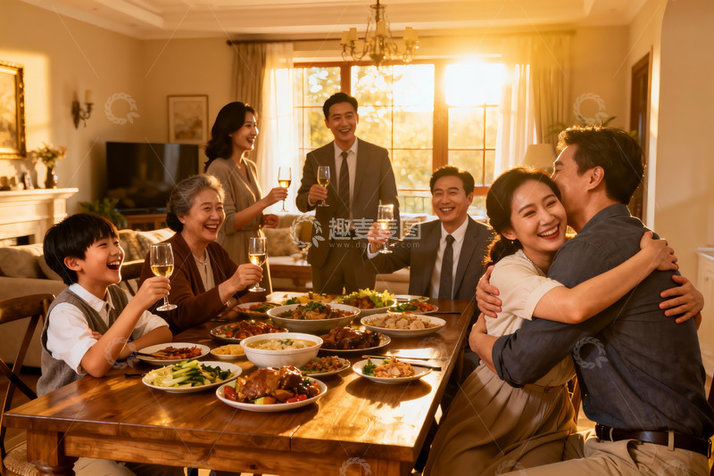 高清大图下载【趣麦麦图】温馨家庭聚餐其乐融融