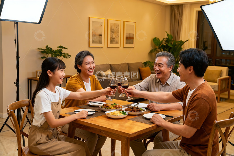 高清大图下载【趣麦麦图】家庭聚餐欢庆时刻