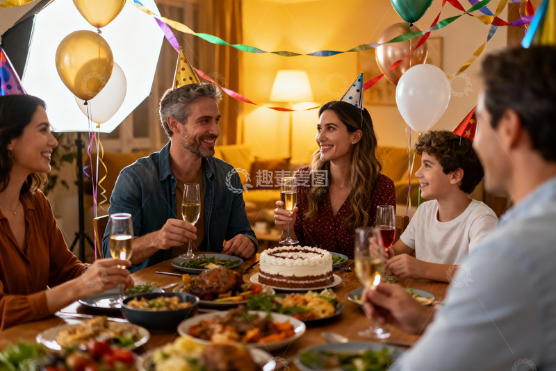 高清大图下载【趣麦麦图】家庭生日派对欢聚一堂