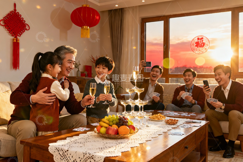 高清大图下载【趣麦麦图】家庭欢聚庆团圆