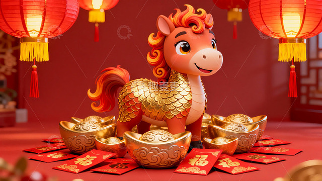 春节马年金元宝灯笼装饰