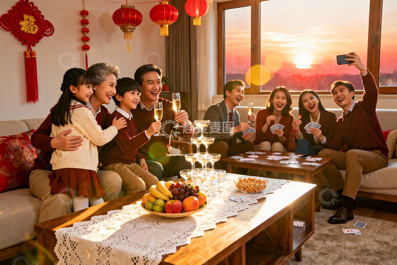 高清大图下载【趣麦麦图】家庭欢聚庆团圆