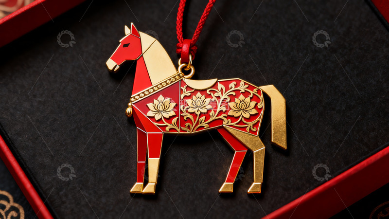 高清大图下载【趣麦麦图】红色马形吊坠精美饰品