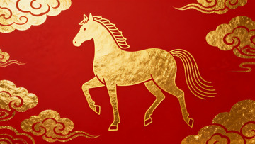 金色骏马祥云图案寓意吉祥