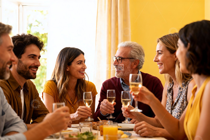 高清大图下载【趣麦麦图】家庭聚餐欢笑共享美好时光