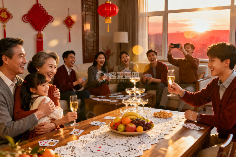 高清大图下载【趣麦麦图】家庭聚会欢庆时刻