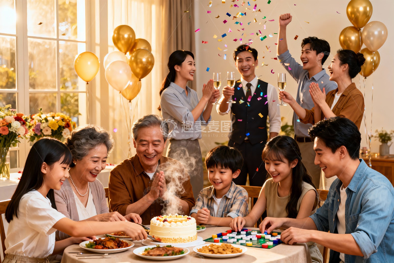高清大图下载【趣麦麦图】家庭聚会欢庆场景